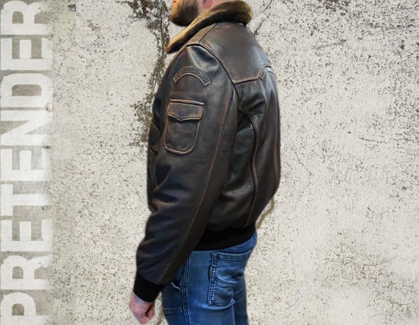 Куртка «Феникс» коричневая стираная кожа